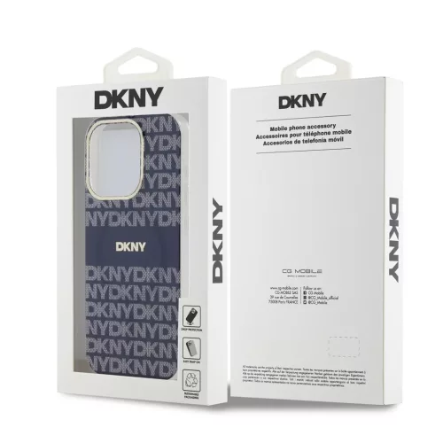 DKNY PC/TPU Repeat Pattern Tonal Stripe Magsafe tok iPhone 15 Pro készülékhez kék