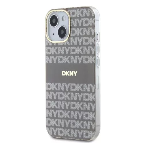 DKNY PC/TPU Repeat Pattern Tonal Stripe Magsafe tok iPhone 14 készülékhez bézs
