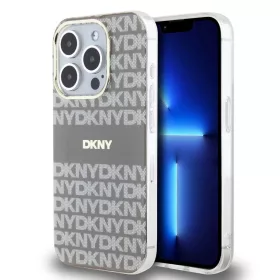   DKNY PC/TPU Repeat Pattern Tonal Stripe Magsafe tok iPhone 14 Pro készülékhez bézs