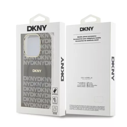 DKNY PC/TPU Repeat Pattern Tonal Stripe Magsafe tok iPhone 14 Pro készülékhez bézs