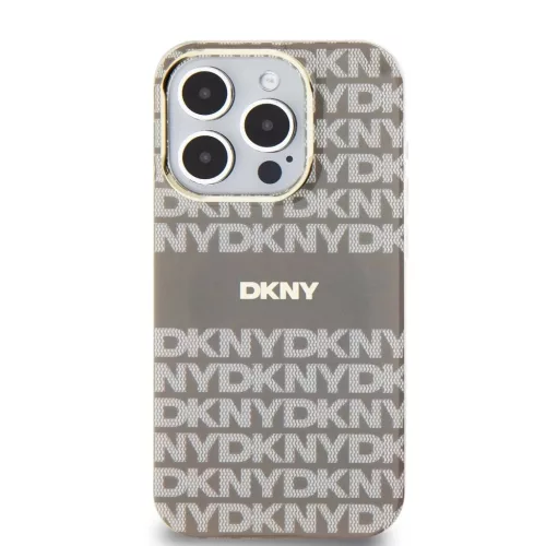 DKNY PC/TPU Repeat Pattern Tonal Stripe Magsafe tok iPhone 15 Pro készülékhez bézs