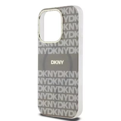 DKNY PC/TPU Repeat Pattern Tonal Stripe Magsafe tok iPhone 15 Pro készülékhez bézs