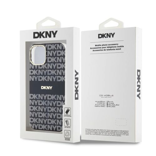 DKNY PC/TPU Repeat Pattern Tonal Stripe Magsafe tok iPhone 13 készülékhez fekete