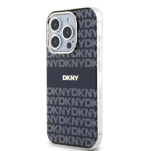 DKNY PC/TPU Repeat Pattern Tonal Stripe Magsafe tok iPhone 13 Pro készülékhez fekete