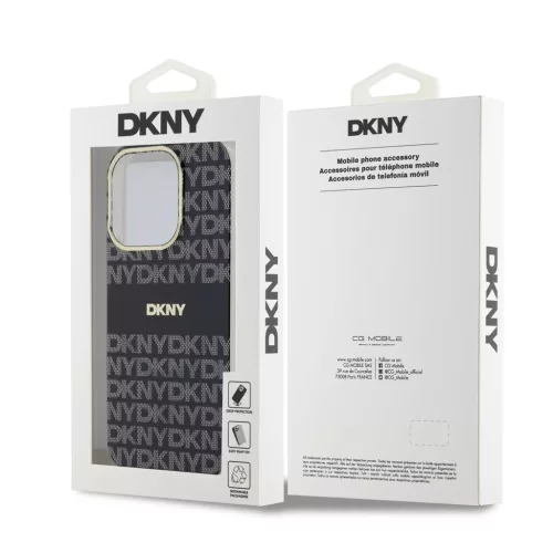 DKNY PC/TPU Repeat Pattern Tonal Stripe Magsafe tok iPhone 13 Pro készülékhez fekete