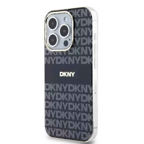 DKNY PC/TPU Repeat Pattern Tonal Stripe Magsafe tok iPhone 13 Pro Max készülékhez fekete