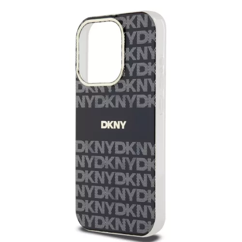 DKNY PC/TPU Repeat Pattern Tonal Stripe Magsafe tok iPhone 13 Pro Max készülékhez fekete
