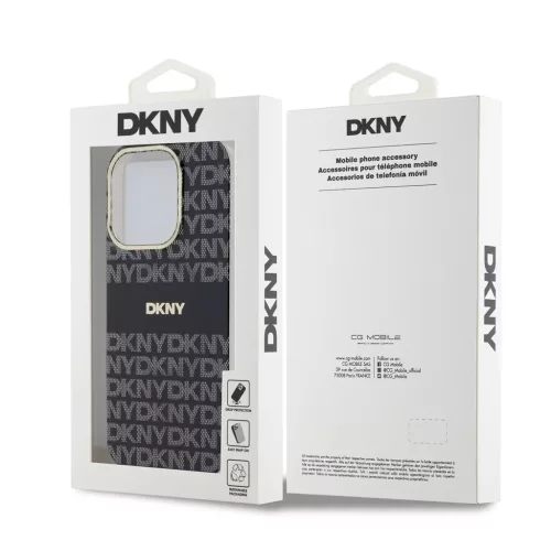DKNY PC/TPU Repeat Pattern Tonal Stripe Magsafe tok iPhone 14 Pro Max készülékhez fekete