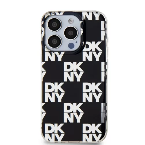 DKNY PC/TPU Checkered Pattern tok iPhone 15 Pro készülékhez fekete