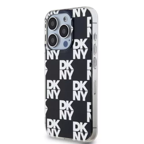 DKNY PC/TPU Checkered Pattern tok iPhone 15 Pro készülékhez fekete