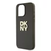 DKNY PU Leather Stack Logo csuklópántos tok iPhone 15 Pro készülékhez barna