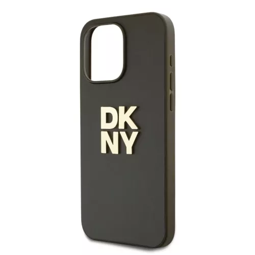 DKNY PU Leather Stack Logo csuklópántos tok iPhone 15 Pro készülékhez barna