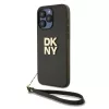 DKNY PU bőr Stack Logo csuklópántos tok iPhone 15 Pro Max készülékhez barna