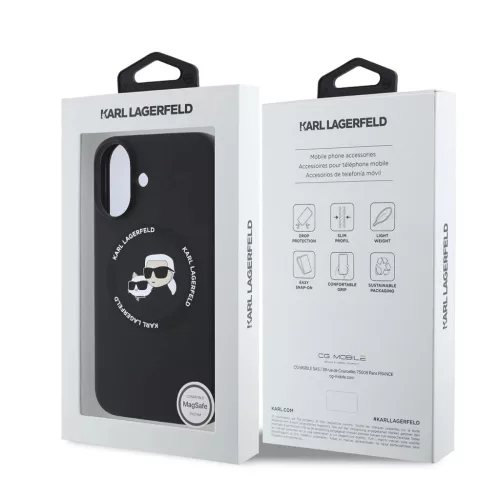 Karl Lagerfeld Liquid Silicone K&CH Heads MagSafe tok iPhone 16 készülékhez fekete