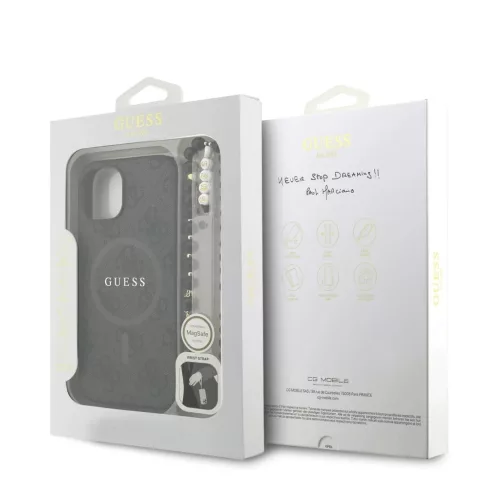 Guess PU Leather 4G Colored Ring Strap MagSafe tok iPhone 14 készülékhez fekete