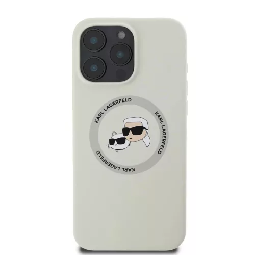Karl Lagerfeld Liquid Silicone K&CH Heads MagSafe tok iPhone 16 Pro készülékhez bézs
