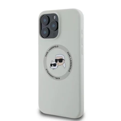 Karl Lagerfeld Liquid Silicone K&CH Heads MagSafe tok iPhone 16 Pro készülékhez bézs