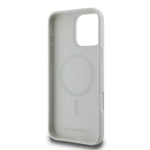 Karl Lagerfeld Liquid Silicone K&CH Heads MagSafe tok iPhone 16 Pro készülékhez bézs