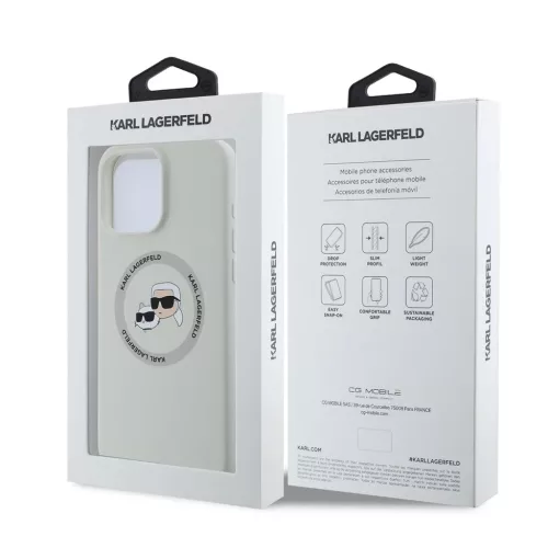 Karl Lagerfeld Liquid Silicone K&CH Heads MagSafe tok iPhone 16 Pro készülékhez bézs
