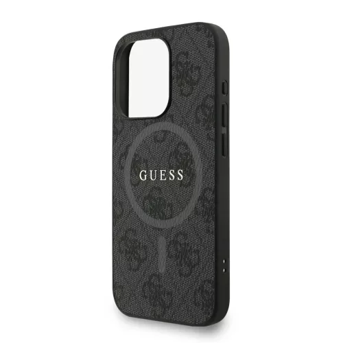 Guess PU Leather 4G Colored Ring Strap MagSafe tok iPhone 15 Pro készülékhez fekete