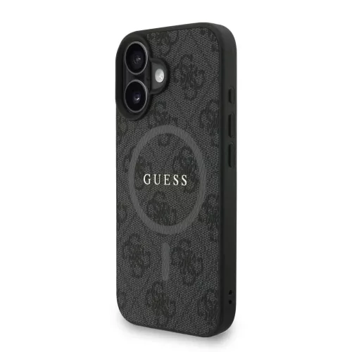 Guess PU Leather 4G Colored Ring Strap MagSafe tok iPhone 16 készülékhez fekete
