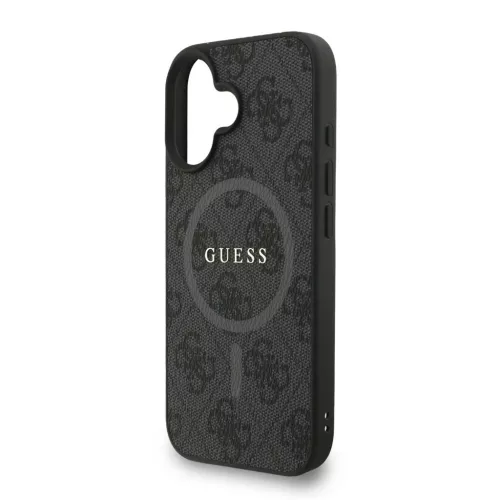 Guess PU Leather 4G Colored Ring Strap MagSafe tok iPhone 16 készülékhez fekete