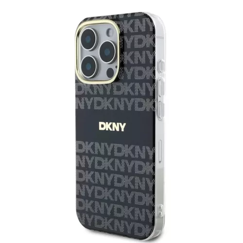 DKNY PC/TPU Repeat Pattern Tonal Stripe Magsafe Tok iPhone 16 Pro Max készülékhez fekete