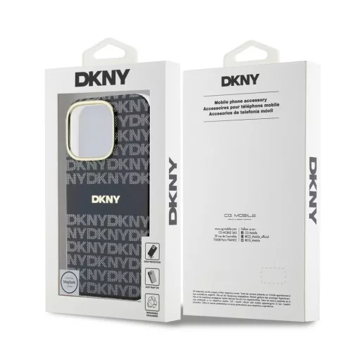 DKNY PC/TPU Repeat Pattern Tonal Stripe Magsafe Tok iPhone 16 Pro Max készülékhez fekete