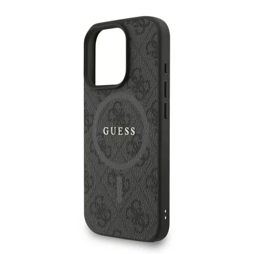 Guess PU Leather 4G Colored Ring Strap MagSafe tok iPhone 16 Pro készülékhez fekete