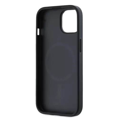 DKNY PU Leather Silver Metal Logo Magsafe tok iPhone 14 készülékhez szürke