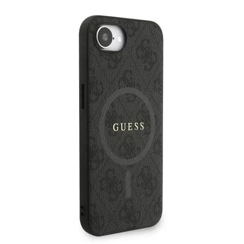 Guess PU Leather 4G Colored Ring Strap MagSafe tok iPhone 16e/17e készülékhez fekete