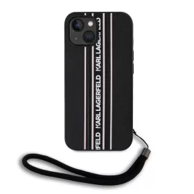   Karl Lagerfeld PU Saffiano Athleisure Stripe and Strap tok iPhone 15 készülékhez rózsaszín