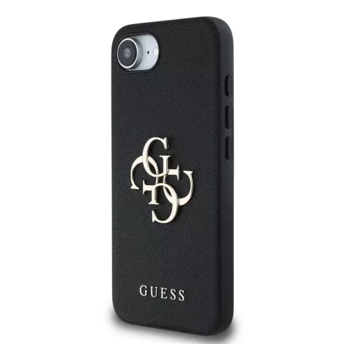 Guess PU Grained 4G Metal Logo tok iPhone 16e/17e készülékhez fekete