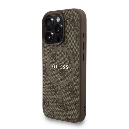 Guess PU Leather 4G Colored Ring Strap MagSafe tok iPhone 16 Pro Max készülékhez barna