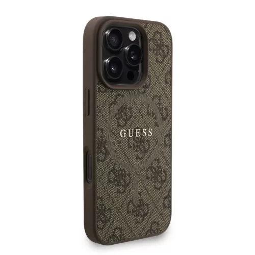 Guess PU Leather 4G Colored Ring Strap MagSafe tok iPhone 16 Pro Max készülékhez barna