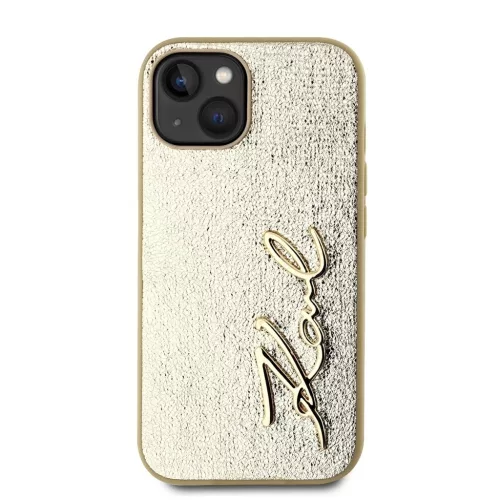 Karl Lagerfeld Wrinkled PU Signature Logo tok iPhone 15 készülékhez arany