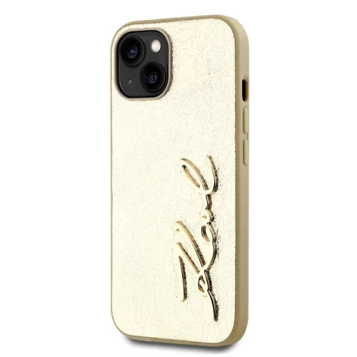 Karl Lagerfeld Wrinkled PU Signature Logo tok iPhone 15 készülékhez arany
