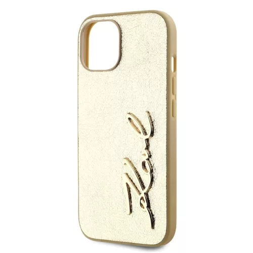 Karl Lagerfeld Wrinkled PU Signature Logo tok iPhone 15 készülékhez arany