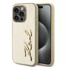   Karl Lagerfeld Wrinkled PU Signature Logo tok iPhone 15 Pro Max készülékhez, arany