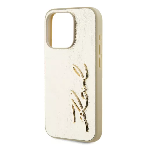 Karl Lagerfeld Wrinkled PU Signature Logo tok iPhone 15 Pro Max készülékhez, arany