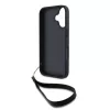 DKNY PU Leather Stack Logo csuklópántos tok iPhone 16 készülékhez fekete
