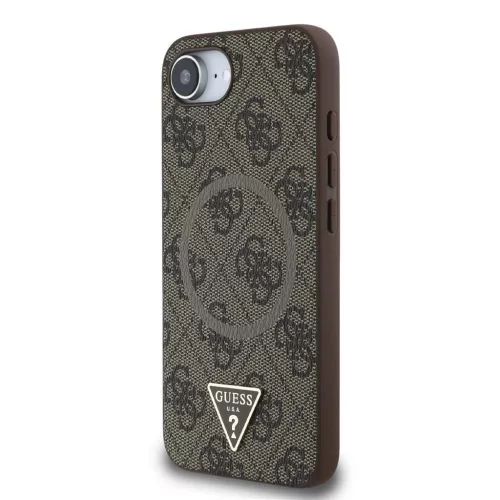 Guess PU 4G Strass Triangle Metal Logo MagSafe tok iPhone 16e/17e készülékhez barna