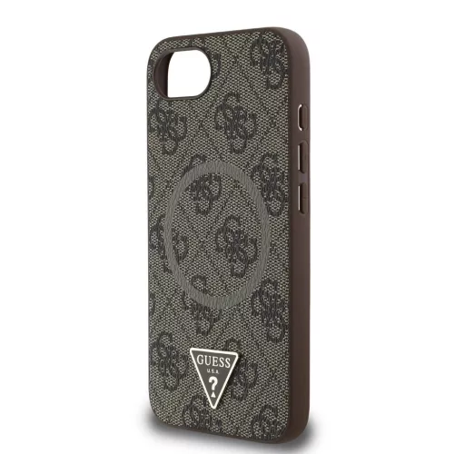 Guess PU 4G Strass Triangle Metal Logo MagSafe tok iPhone 16e/17e készülékhez barna