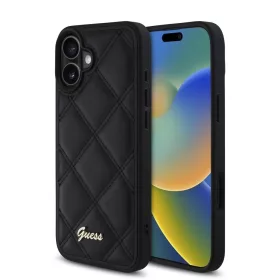 Guess PU Leather Quilted tok iPhone 16 készülékhez fekete