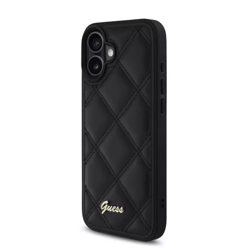 Guess PU Leather Quilted tok iPhone 16 készülékhez fekete