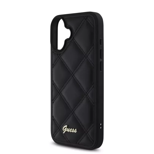 Guess PU Leather Quilted tok iPhone 16 készülékhez fekete