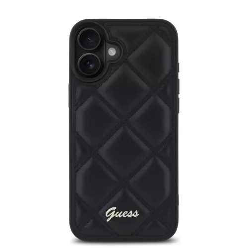 Guess PU Leather Quilted tok iPhone 16 Plus készülékhez fekete