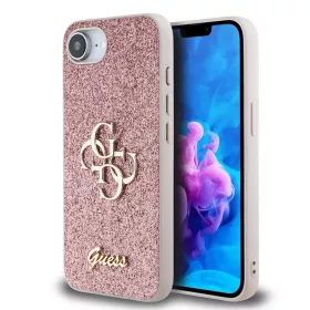   Guess PU Fixed Glitter 4G Metal Logo tok iPhone 16e/17e készülékhez rózsaszín