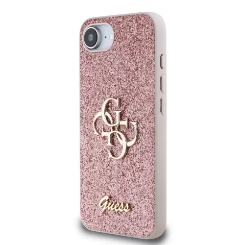 Guess PU Fixed Glitter 4G Metal Logo tok iPhone 16e/17e készülékhez rózsaszín