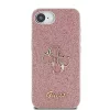 Guess PU Fixed Glitter 4G Metal Logo tok iPhone 16e készülékhez rózsaszín